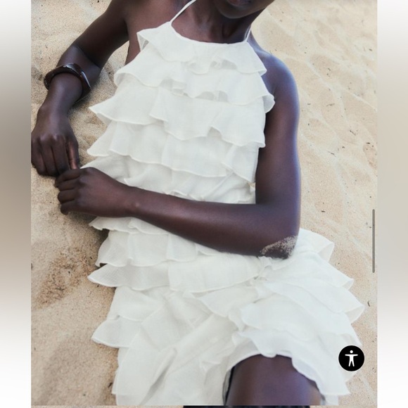 Zara RUFFLED HALTER NECK DRESS Size XS NWT - Picture 5 of 11